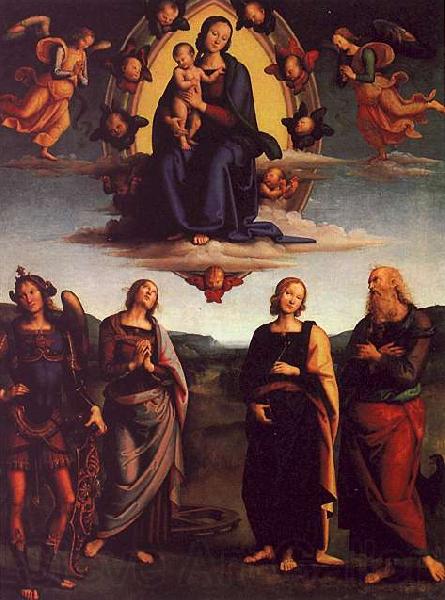 Pietro Perugino The Virgin and Child with Saints Spain oil painting art